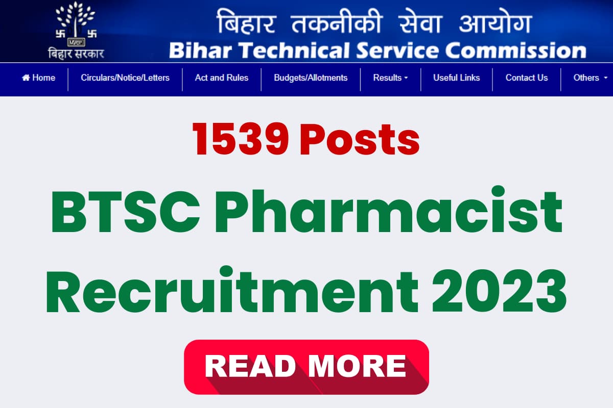 Btsc Pharmacist Vacancy Post Notification Released Apply