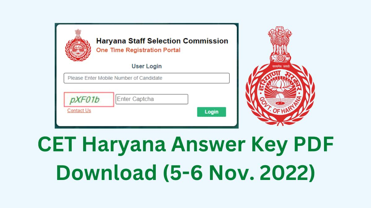 CET Haryana Answer Key 2022 PDF OMR Sheet Copy And Online Objections