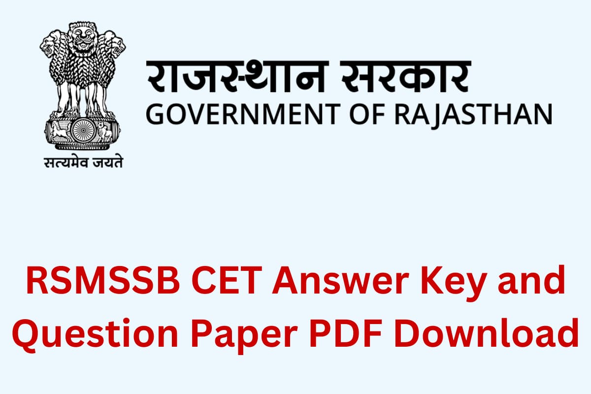 Rajasthan CET Answer Key 2023 And Question Paper PDF Download For 12th