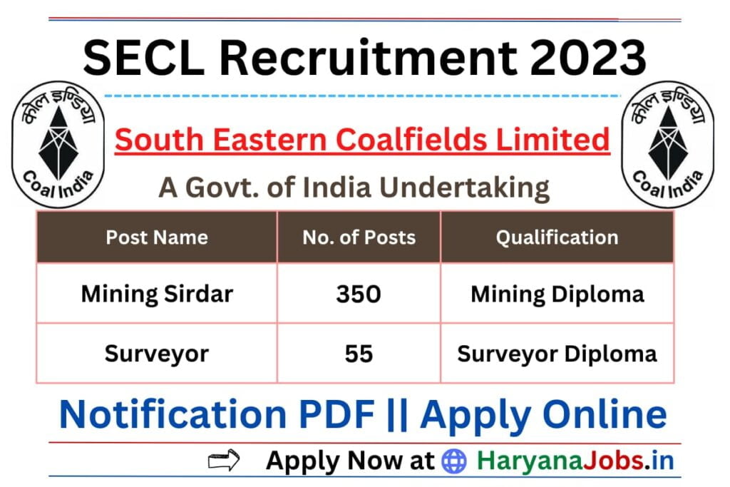 SECL Recruitment 2023 Mining Sirdar and Surveyor Jan 23