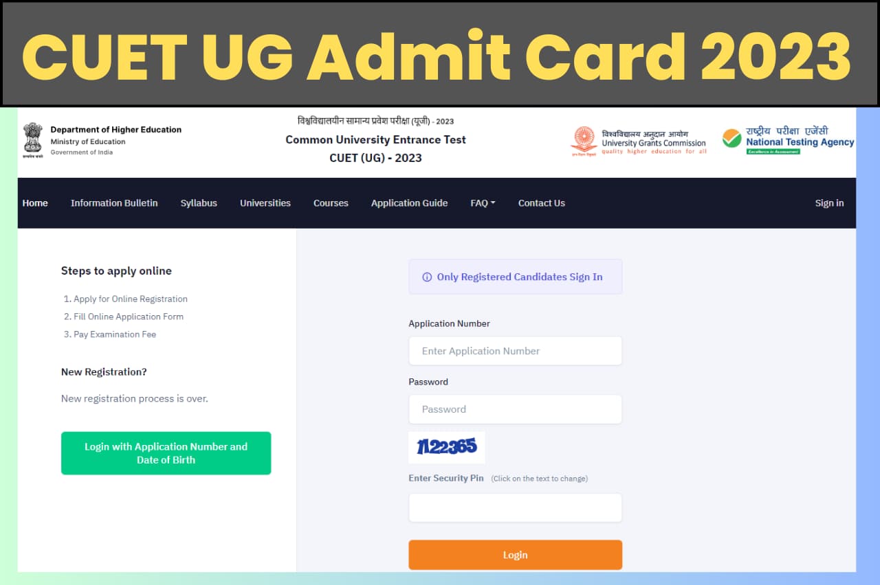 CUET UG Admit Card 2023 Download and Exam Date, City Check Link Given