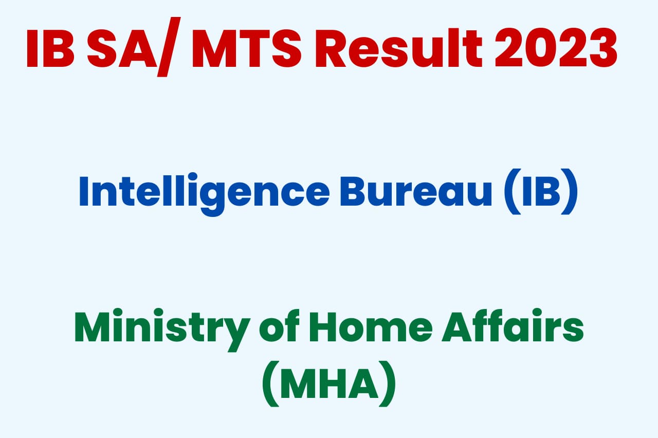 IB SA Final Result 2023 Declared, Download Merit List PDF Haryana Jobs