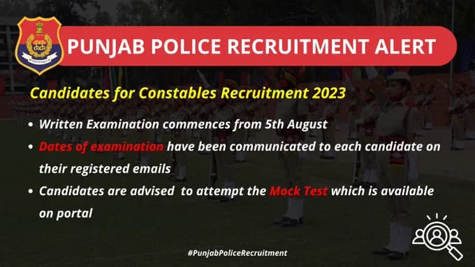 Punjab Police Constable Exam Date Tweet 2023