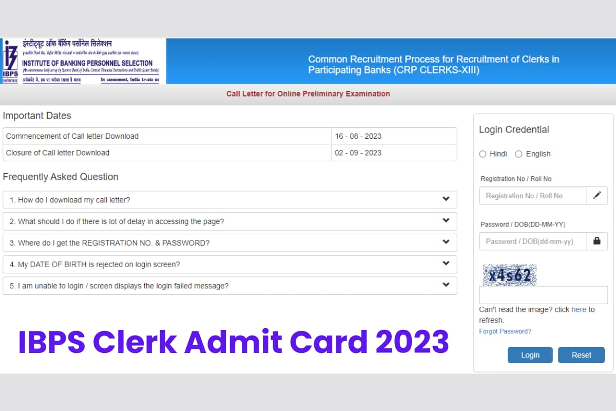 IBPS Clerk Admit Card 2023 Released For Prelims Written Exam, Download