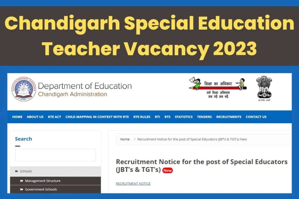Chandigarh Special Education Teacher Vacancy 2023