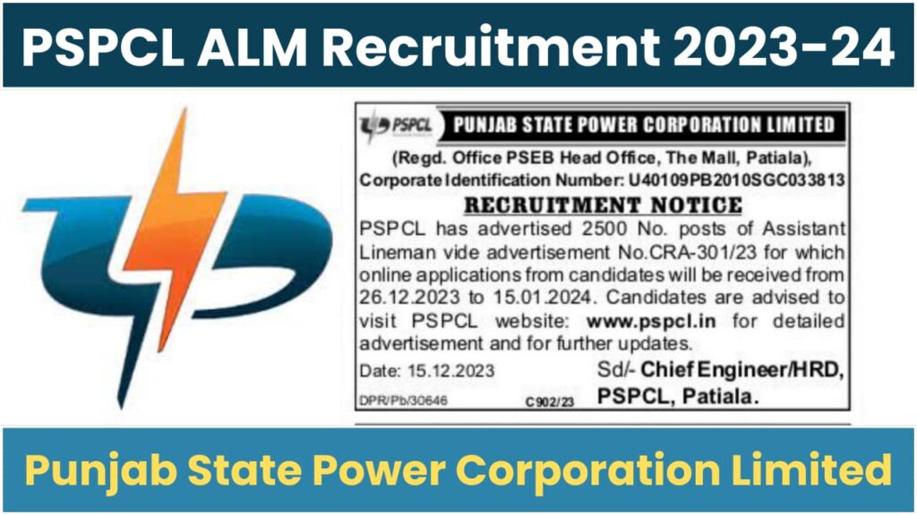 PSPCL ALM Recruitment 2023-24