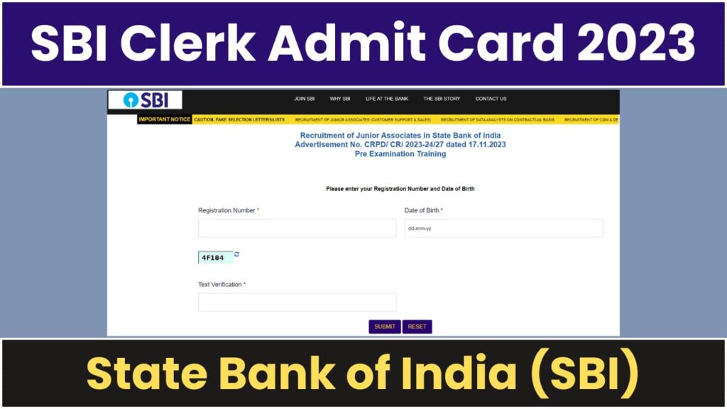 SBI Clerk Admit Card 2023