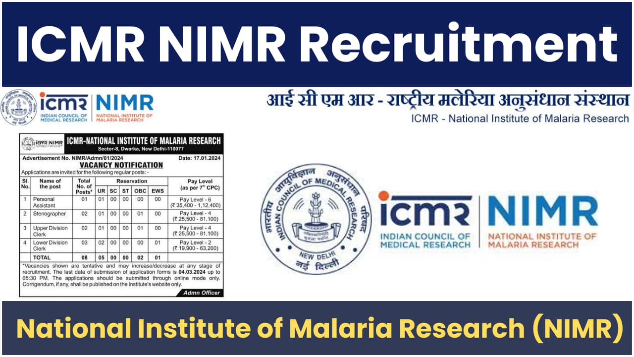 ICMR NIMR Recruitment 2024 Notification and Online Application Form for ...