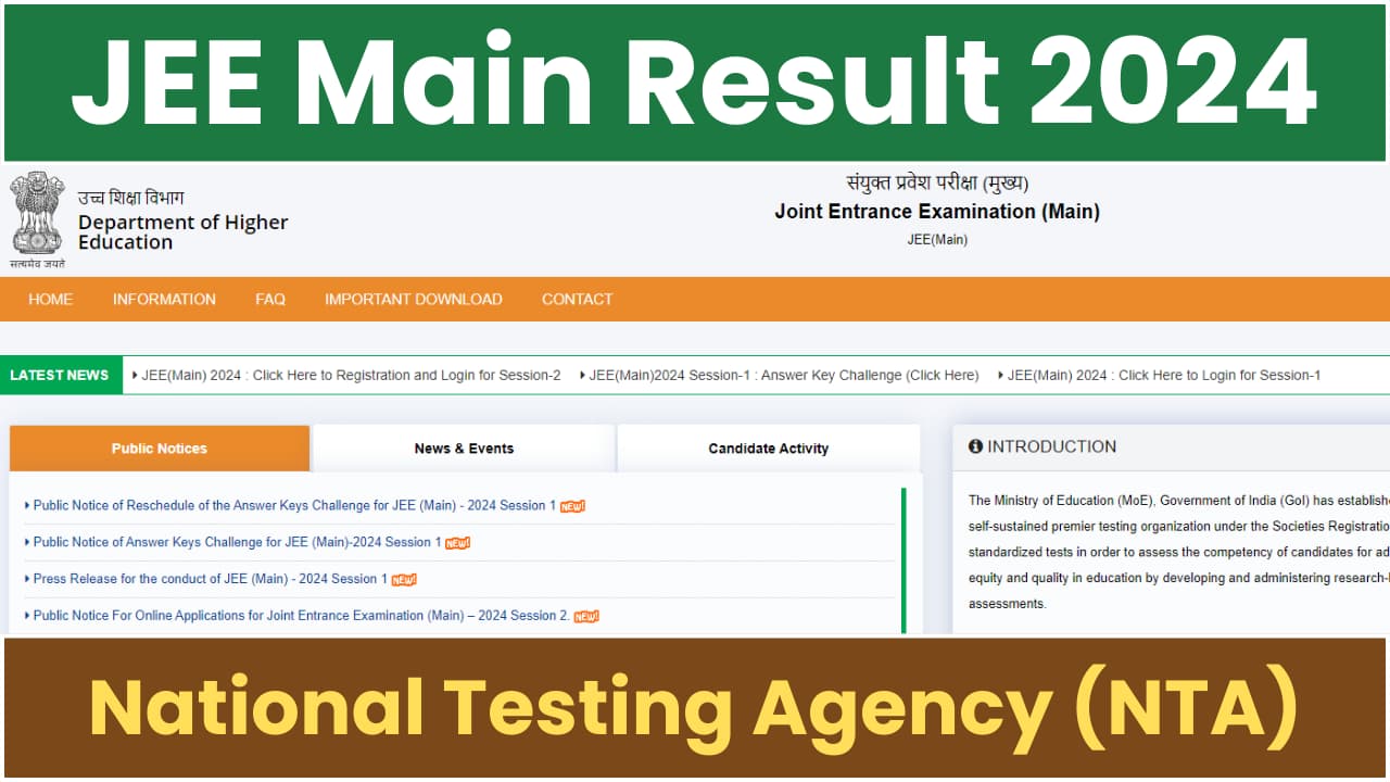 JEE Main Result 2024 Out for Session2, Check Score Card From This