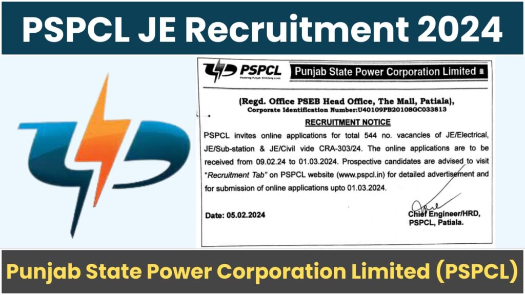 PSPCL JE Recruitment 2024