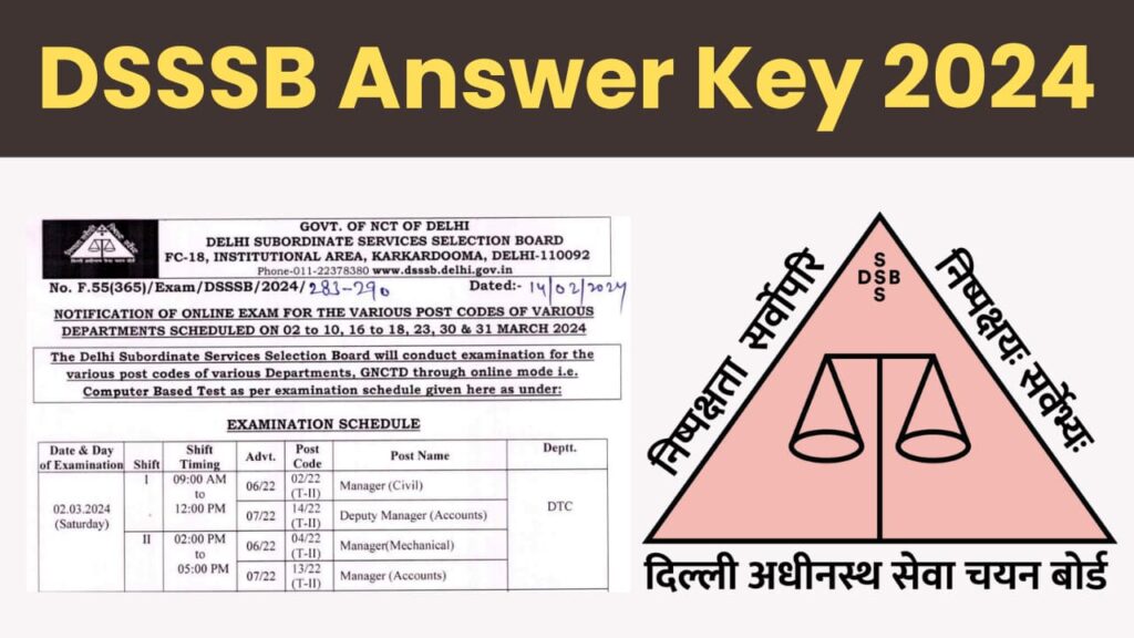 DSSSB Answer Key 2024