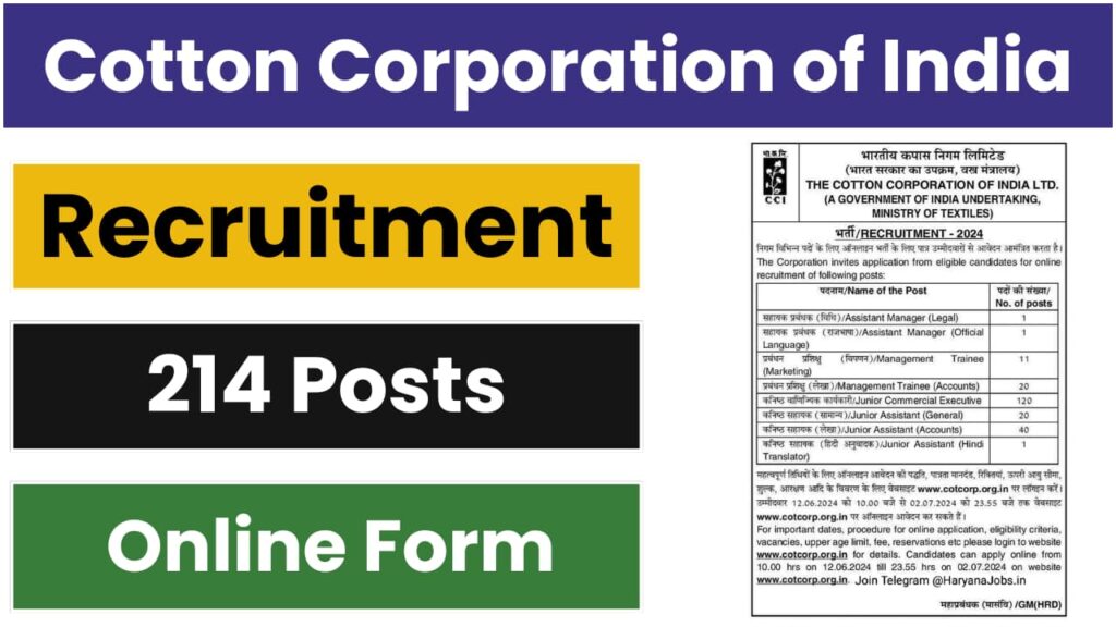 Cotton Corporation of India (CCI) Recruitment 2024