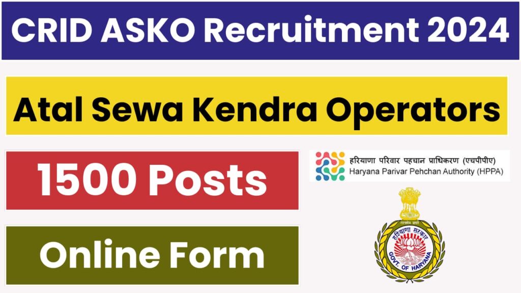 Haryana CRID ASKO Recruitment 2024