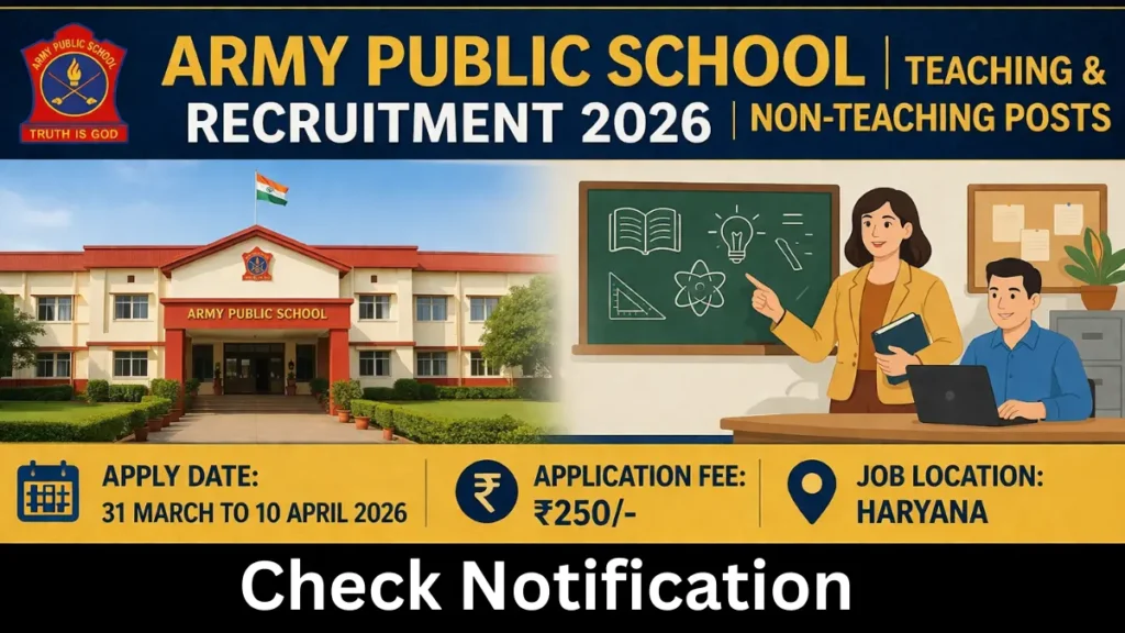 Army Public School Ambala Recruitment 2026