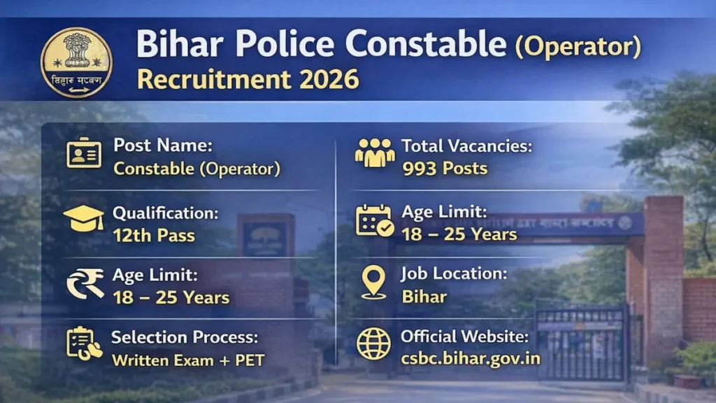 Bihar Police Constable (Operator) Recruitment 2026