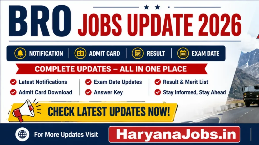 Border Road Organization Jobs Update 2026