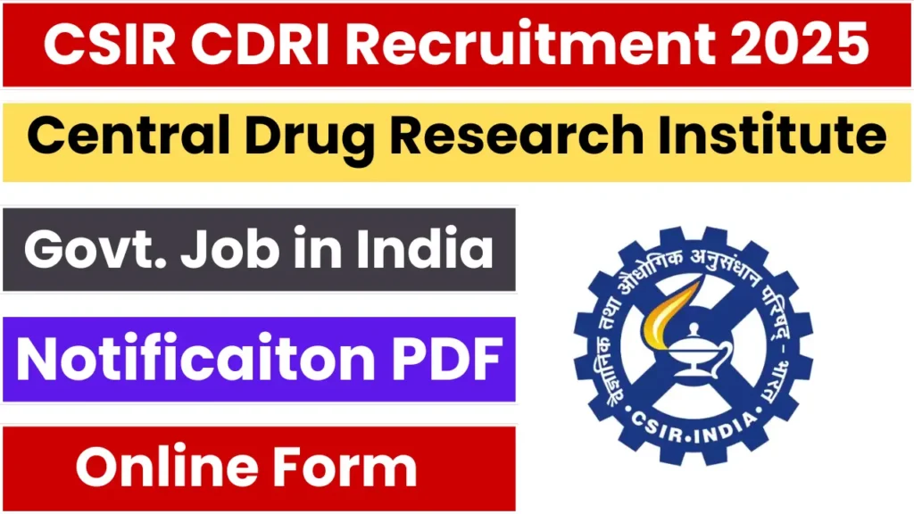 CSIR CDRI JSA and Jr Stenographer Recruitment 2025