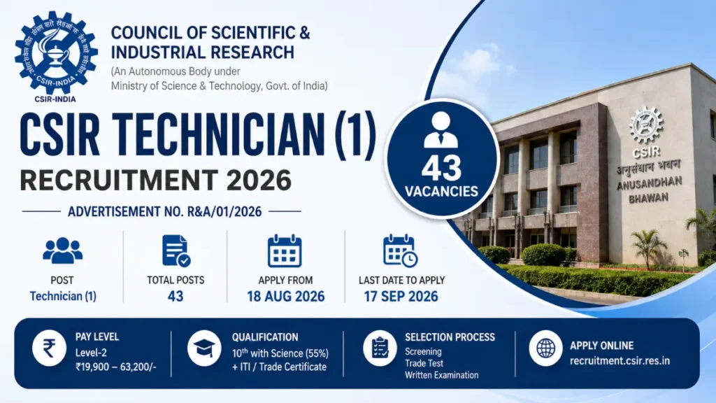 CSIR Technician Recruitment 2026