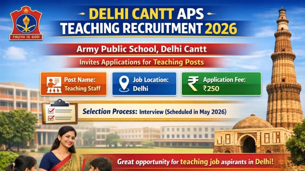 Delhi Cantt APS Teaching Recruitment 2026