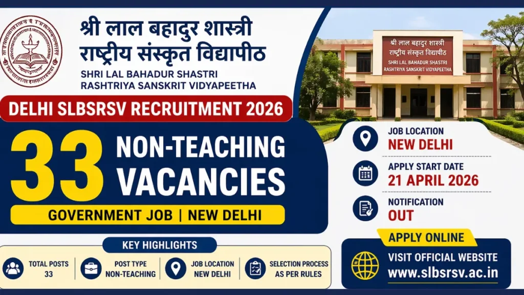 Delhi SLBSRSV Recruitment 2026