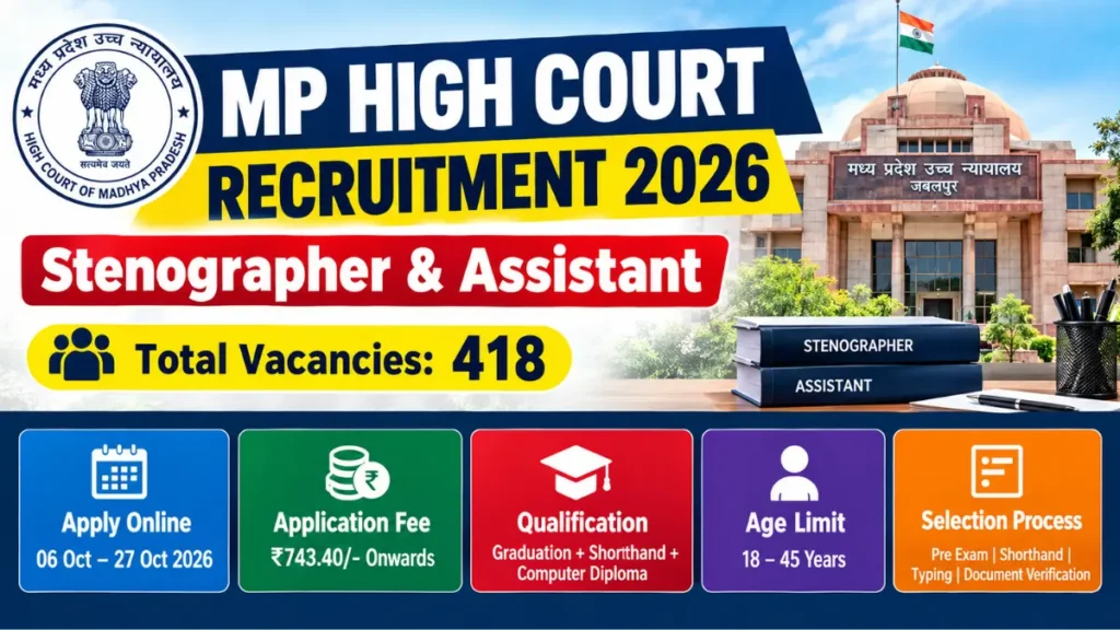 MP High Court Stenographer & Assistant Recruitment 2026