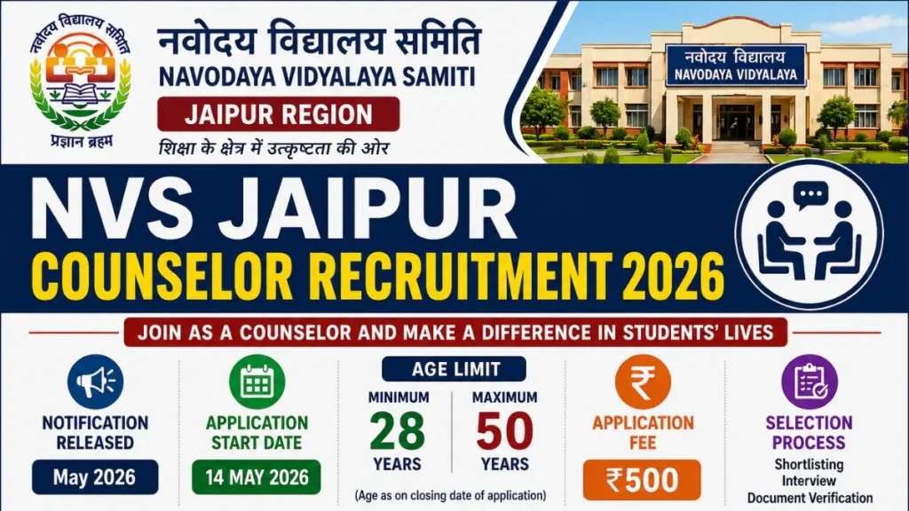 NVS Jaipur Counselor Recruitment 2026