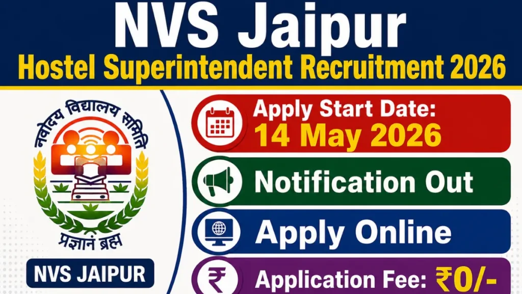 NVS Jaipur Hostel Superintendent Recruitment 2026