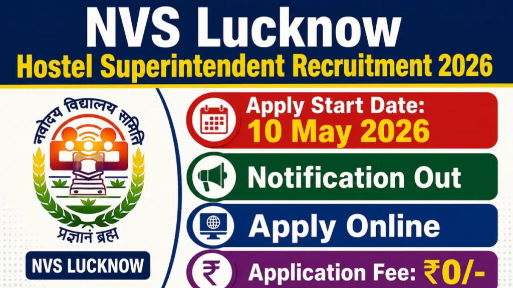 NVS Lucknow Hostel Superintendent Recruitment 2026