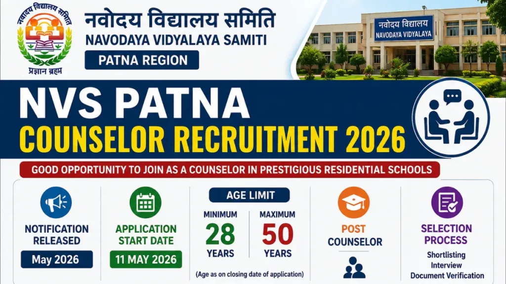 NVS Patna Counselor Recruitment 2026