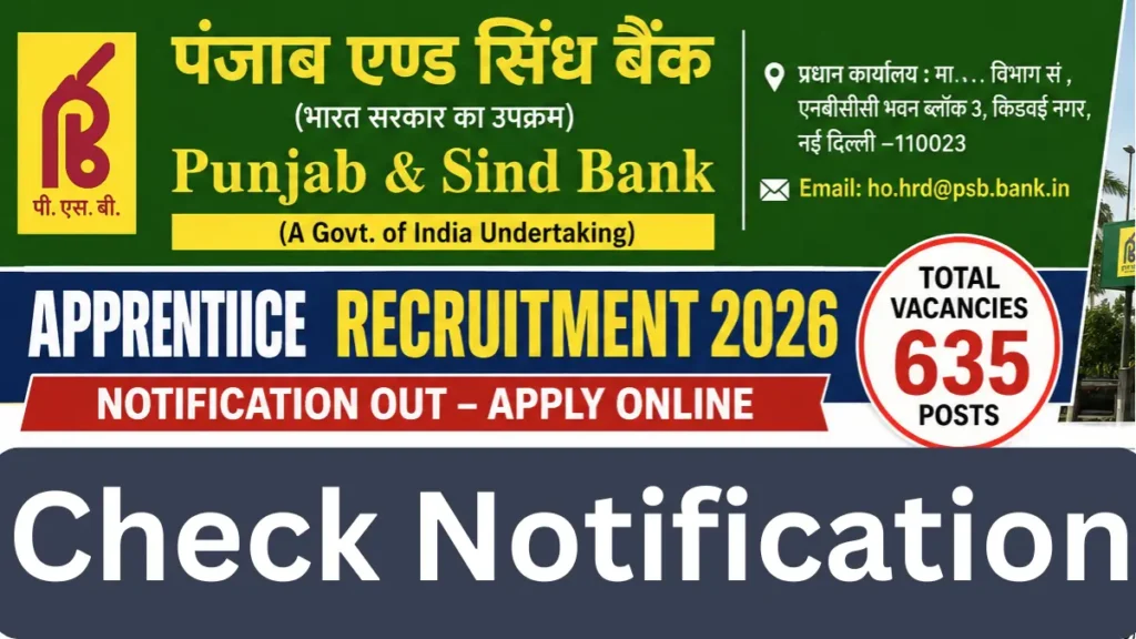 Punjab Sind Bank Apprentice Recruitment 2026