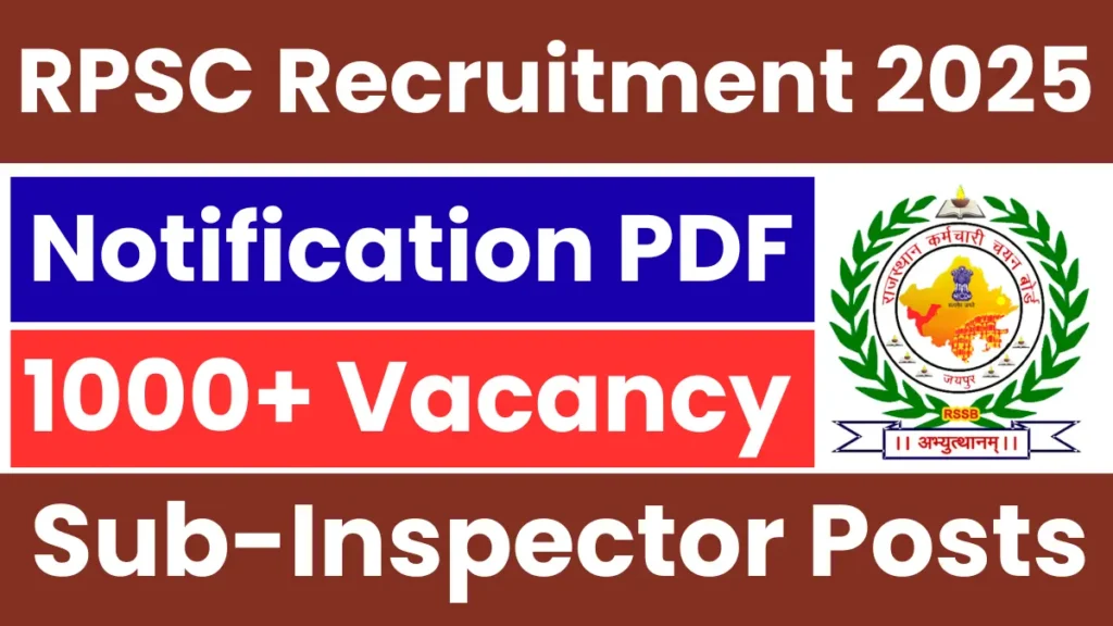 RPSC SI recruitment 2025
