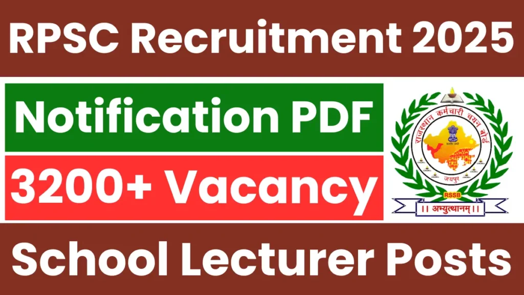 RPSC School Lecturer Recruitment 2025