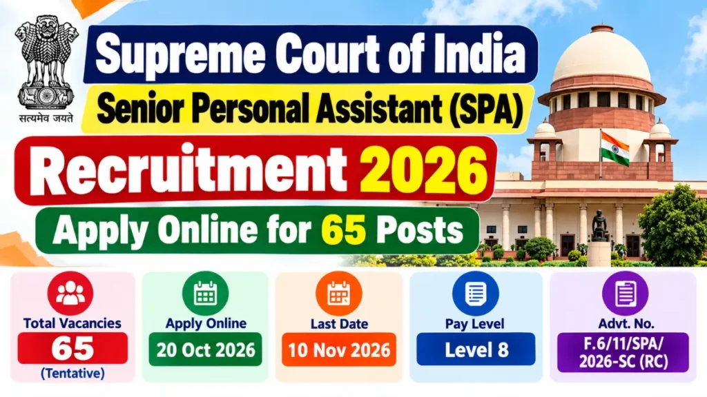 Supreme Court of India Senior Personal Assistant Recruitment 2026